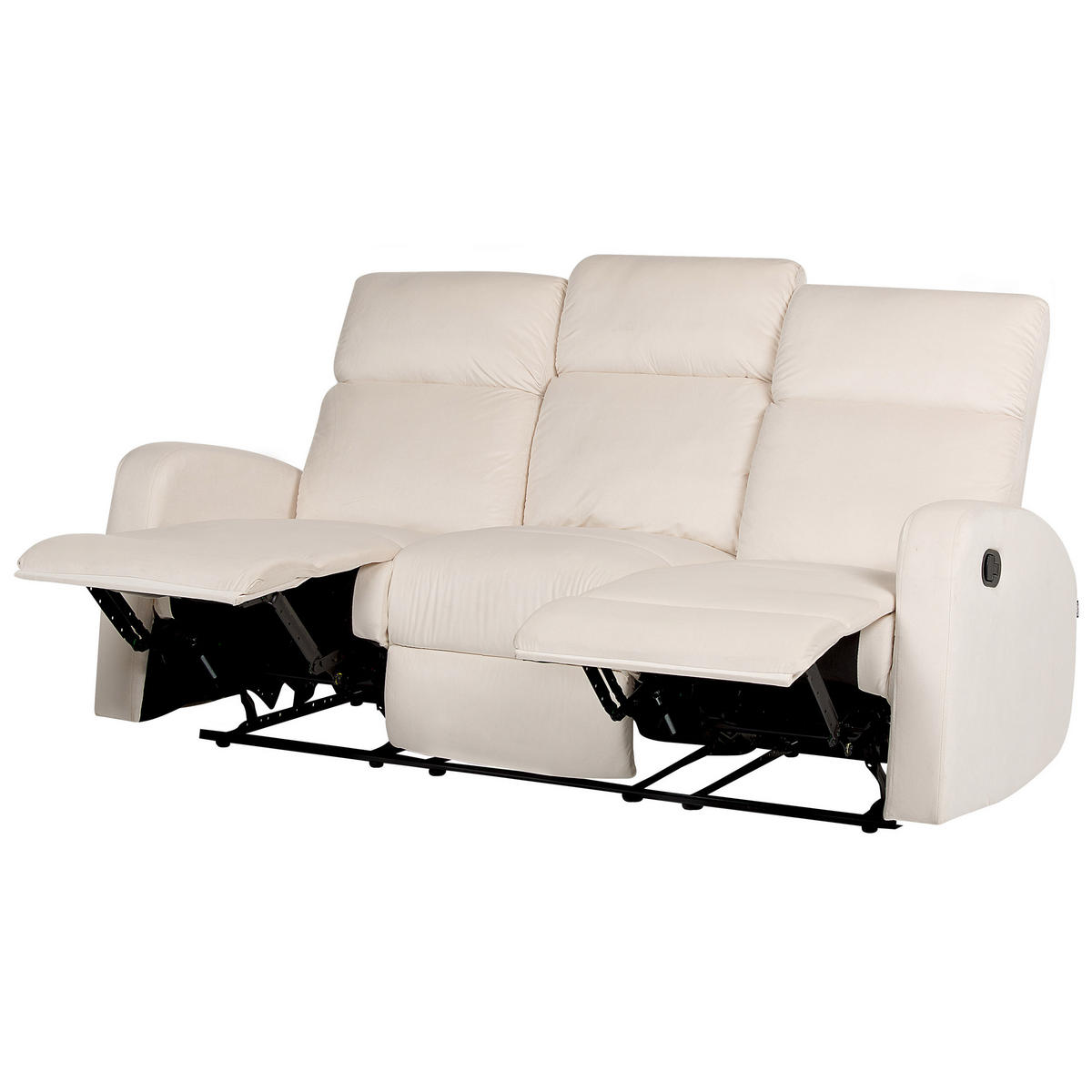 3-SITZER-SOFA Samtstoff creme manuell verstellbar Verdal - Weiß, Textil (180/102/73cm) - Beliani