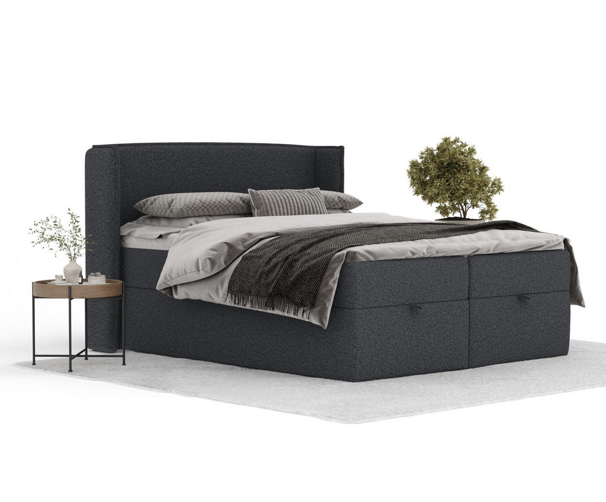 BOXBETT Passion Schwarz 180/200 cm - Schwarz, Kunststoff/Textil (180/200cm) - Maison de Reve