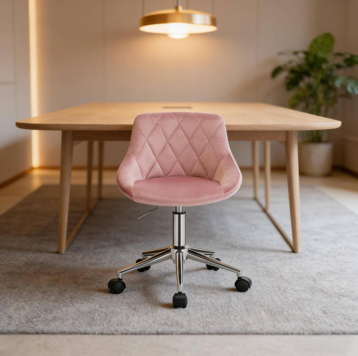BÜROSTUHL höhenverstellbar drehbar Samt Pink - Pink, Metall (37.5/77/31.5cm) - Meubliv