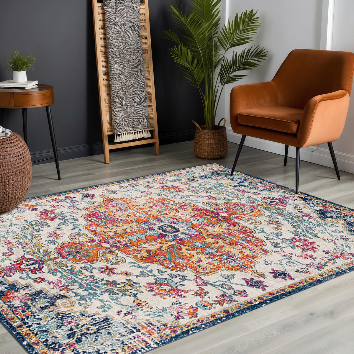VINTAGE-TEPPICH 160/220 cm Mehrfarbig - Orange, Naturmaterialien/Textil (160/220cm) - LIVABLISS