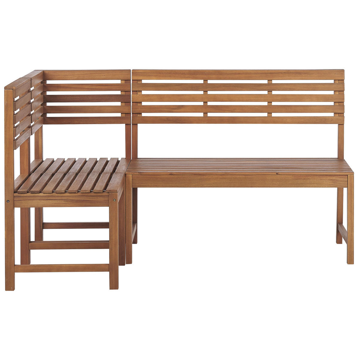 BALKON ECKBANK SET 4-teilig Akazienholz hellbraun modular Treia - Hellbraun, Holz - Beliani