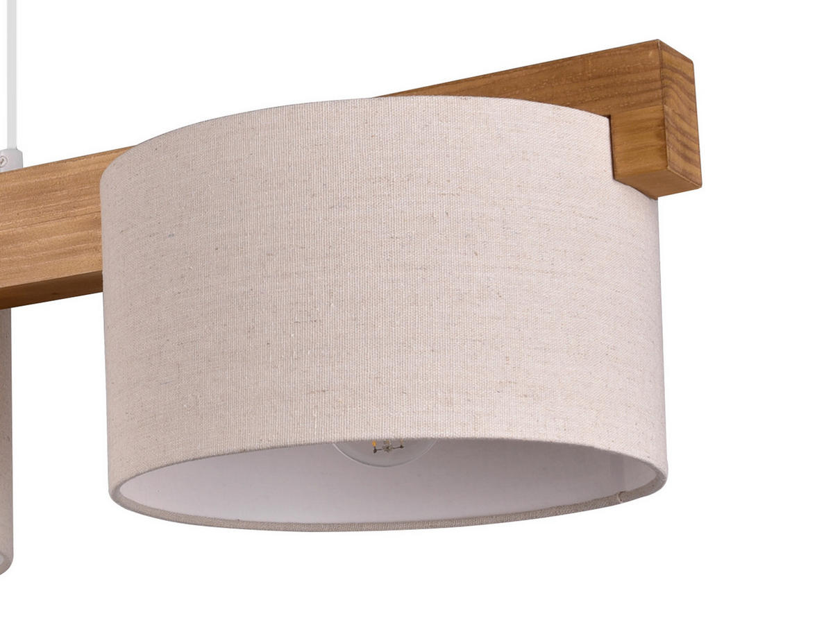 PENDELLEUCHTE Holz Breite 100cm, Lampenschirme Samt Beige - Beige/Naturfarben, Holz/Textil (25/100/150cm) - meineWunschleuchte