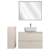 BADMÖBEL-SET 3-TLG. Durango-56 - Beige, Holzwerkstoff (125/200/47cm) - Lomado