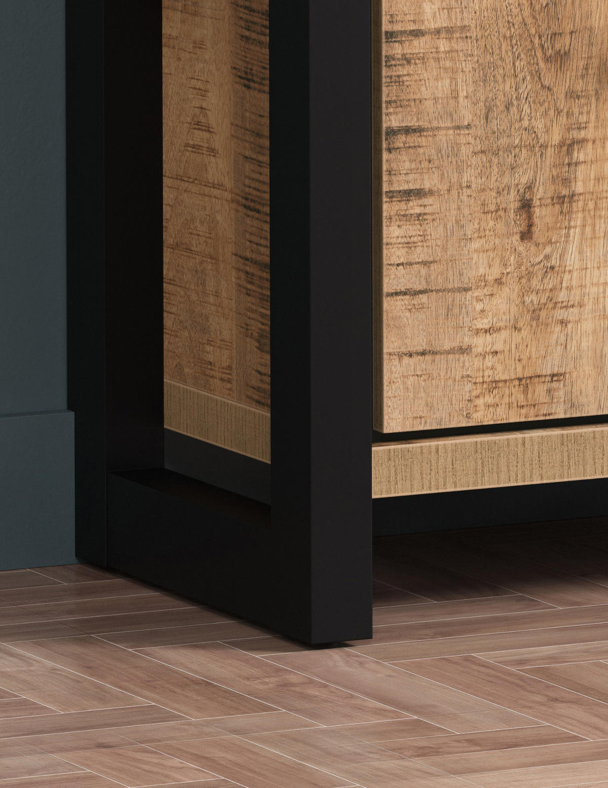 FLURKOMMODE Mango, schwarz 73 x 100 cm, Schuhschrank in modernem Design - Schwarz/Naturfarben, Holzwerkstoff/Metall (73/100/39cm) - Top.Furn