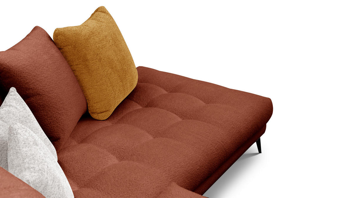 ECKSOFA CALME 5-Sitzer, dunkelorange und écru - Dunkelorange, Holz/Textil (294/229cm) - Courtois Laville