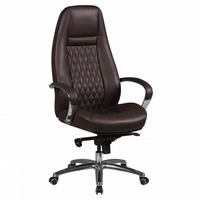 CHEFSESSEL Echtleder mit Aluminiumfußkreuz und ergonomischer Sitzform MADRID, Braun 70x68x130 cm - Silberfarben/Braun, Leder/Metall (70/130/68cm) - KADIMA DESIGN