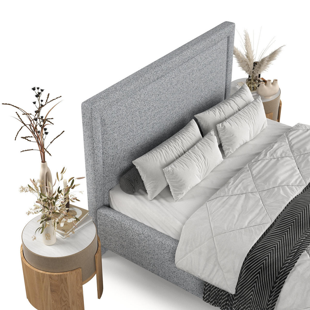 POLSTERBETT Vega 160/200 cm Grau im Riva Stoff - Naturfarben/Grau, Holz/Holzwerkstoff (160/200cm) - AltaBeds