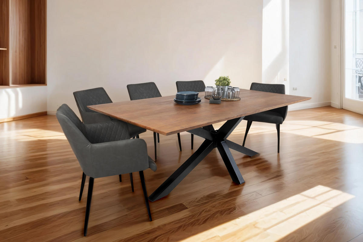 ESSTISCH ABBY - Schwarz/Braun, Holz/Metall (100/240/77cm) - SAM