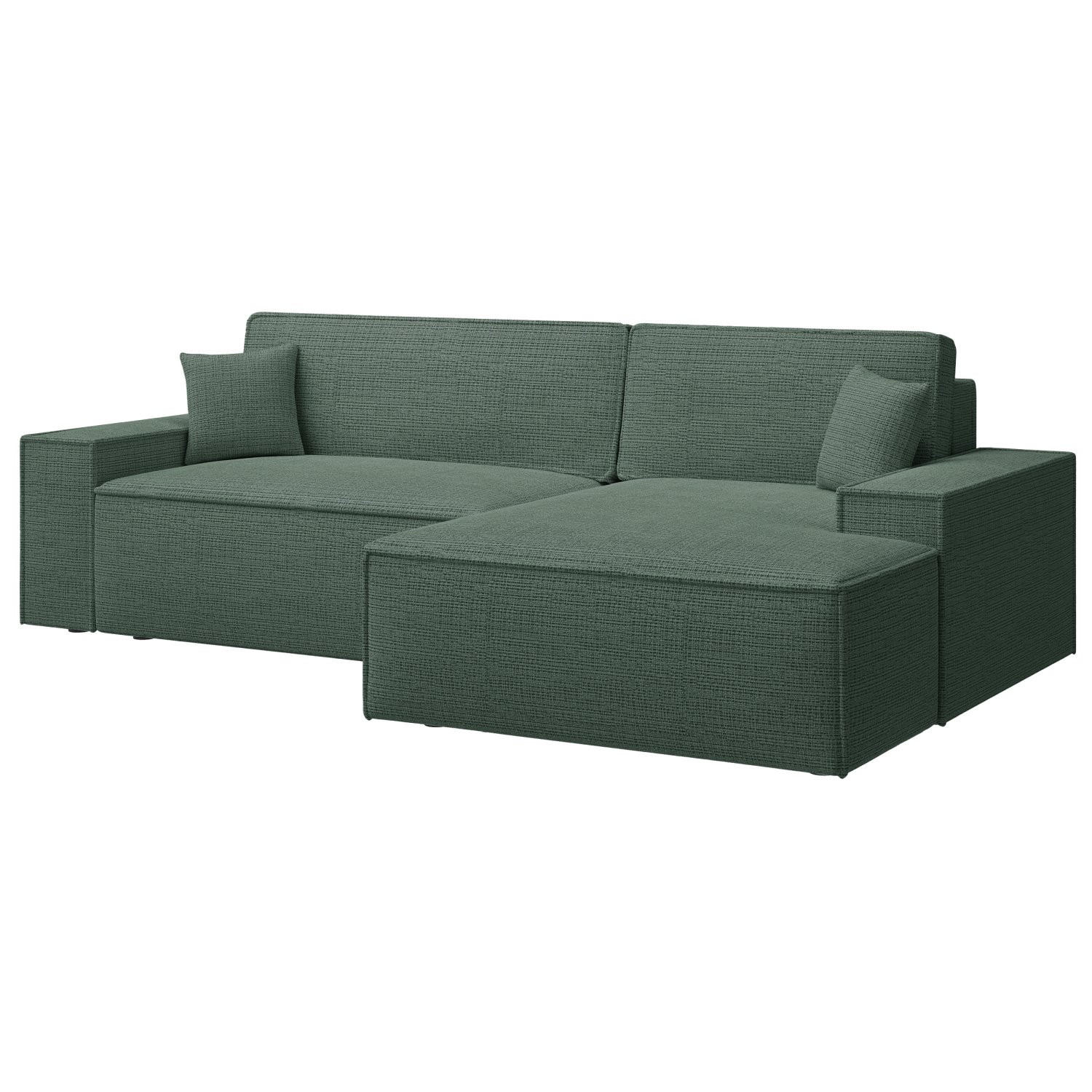ECKSOFA Farese New Salbeigrün Chenille - Schwarz/Hellgrün, Kunststoff/Textil (267/167cm) - Selsey