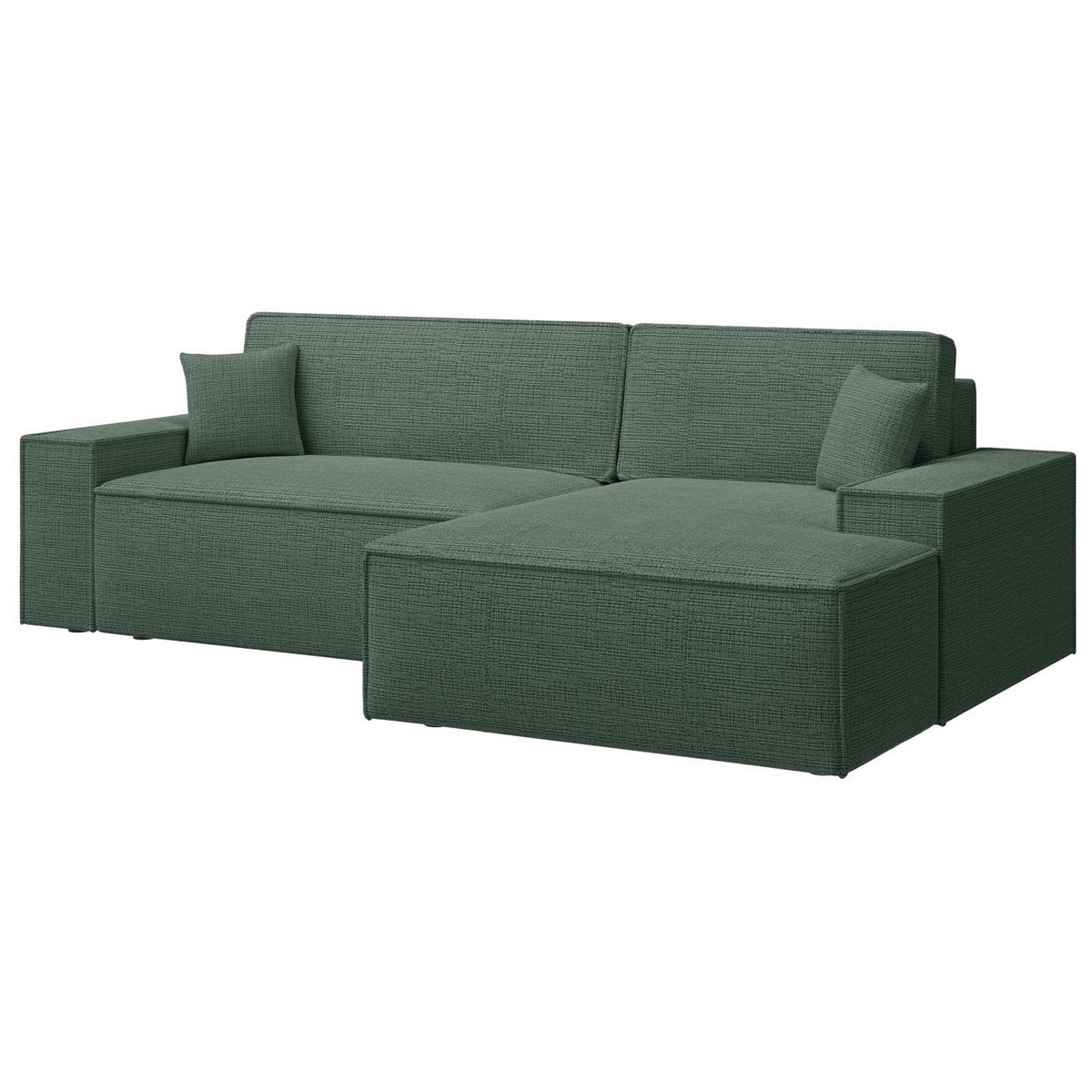 ECKSOFA Farese New Salbeigrün Chenille - Schwarz/Hellgrün, Kunststoff/Textil (267/167cm) - Selsey