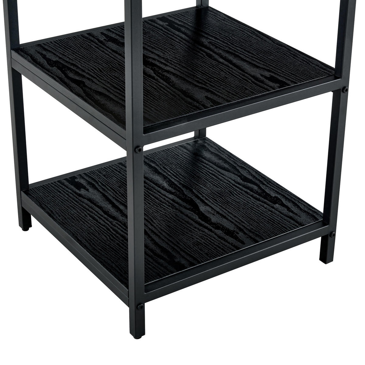 ESSTISCH aus MDF und Metall 107x107x75 cm Schwarz mit doppelter offener Ablage im Industrial-Stil - Schwarz, Holzwerkstoff (107/107/75cm) - Modfu