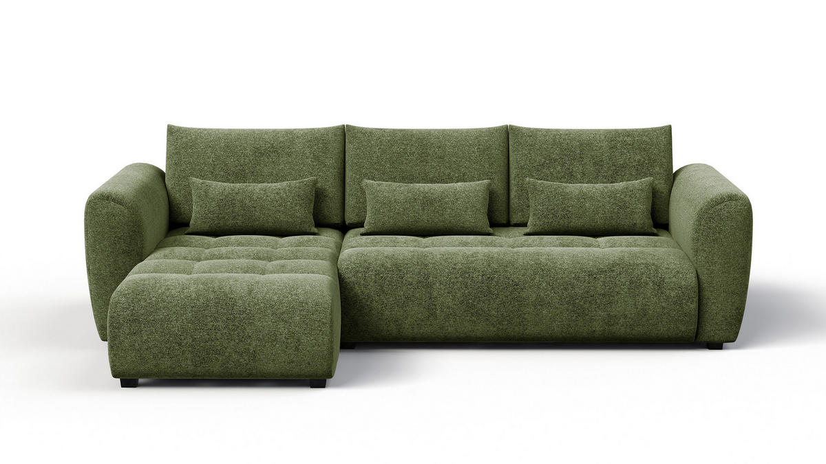 ECKSOFA SORENO 4-Sitzer, dunkelgrün - Dunkelgrün/Schwarz, Holz/Textil (293/171cm) - Courtois Laville