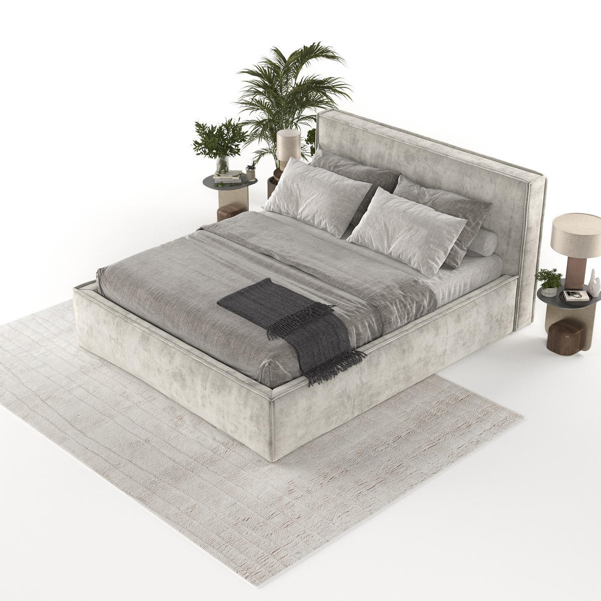 POLSTERBETT Sato mit Stauraum 120/200 cm Beige im Terra NW Stoff - Greige/Schwarz, Holz/Holzwerkstoff (120/200cm) - AltaBeds