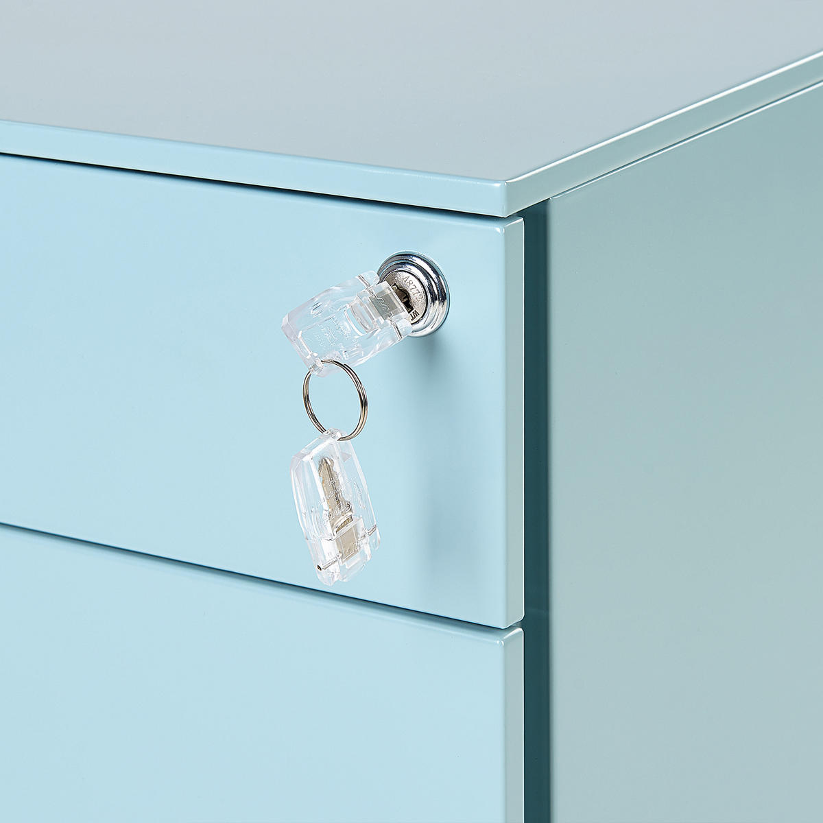 AKTENSCHRANK Metall hellblau 3 Schubladen mit Rollen Cami - Blau, Metall (39/60/50cm) - Beliani
