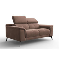SOFA FIERO 2-Sitzer, Brauner Veloursstoff - Schwarz/Braun, Holz/Textil (170/82/103cm) - Courtois Laville
