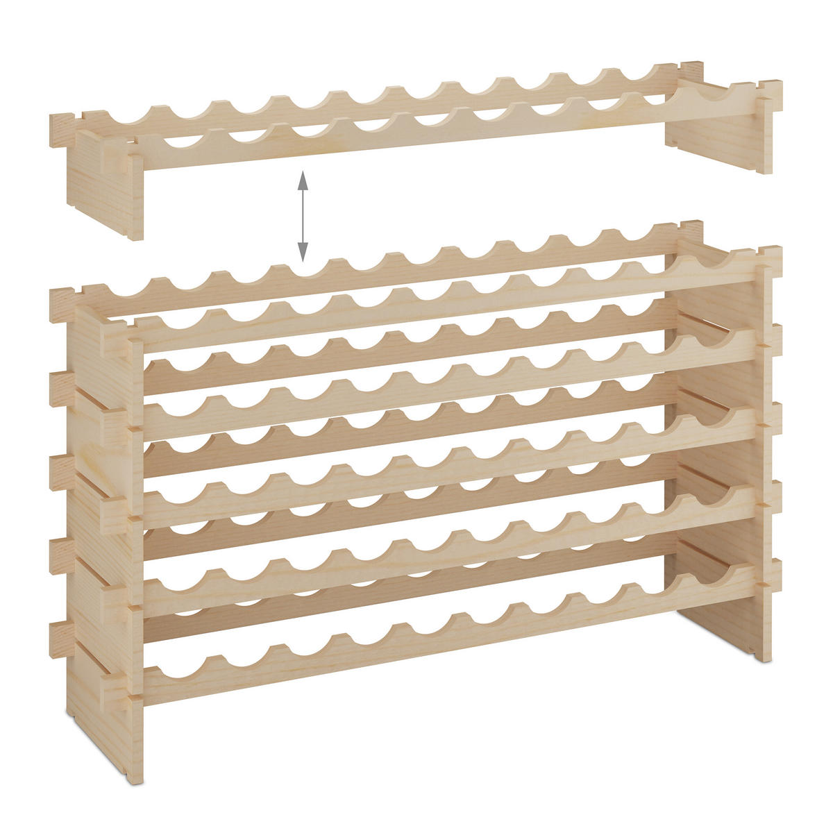 WEINREGAL - Hellbraun, Holz (103/73/25cm) - Relaxdays