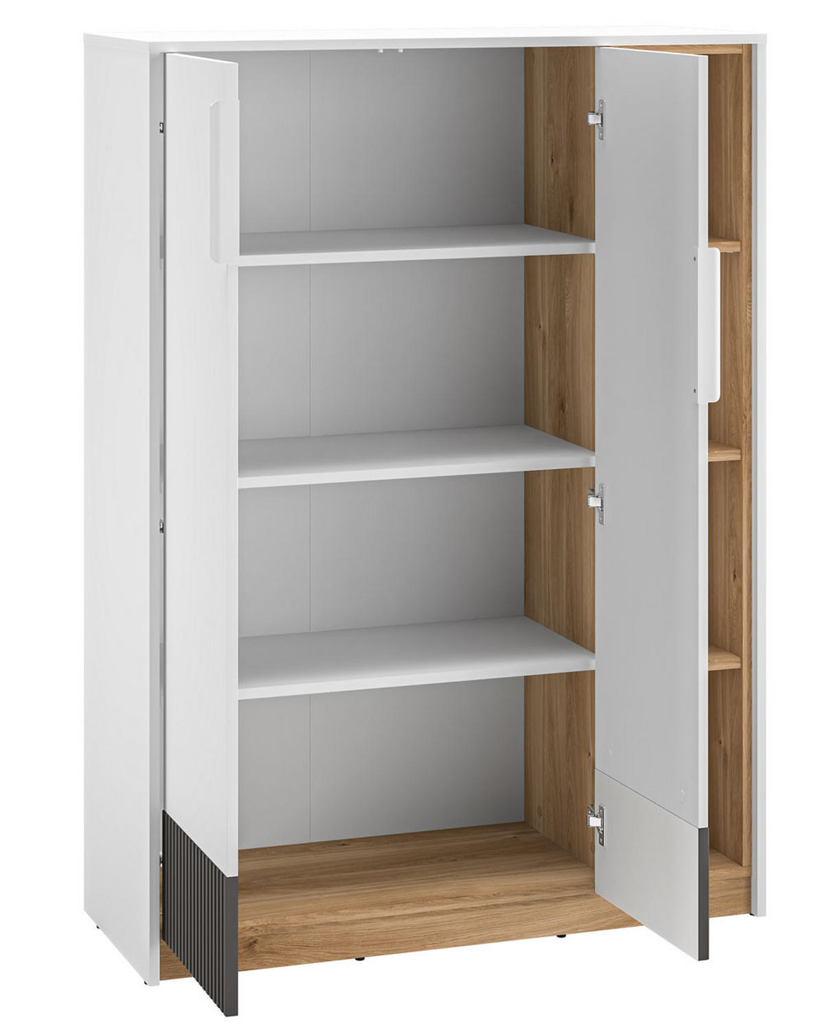 HIGHBOARD Torino Weiß / Eiche Castello / Graphit 101 / 40 / 140cm - Weiß, Holz/Holzwerkstoff (101/140/40cm) - Feldmann-Wohnen