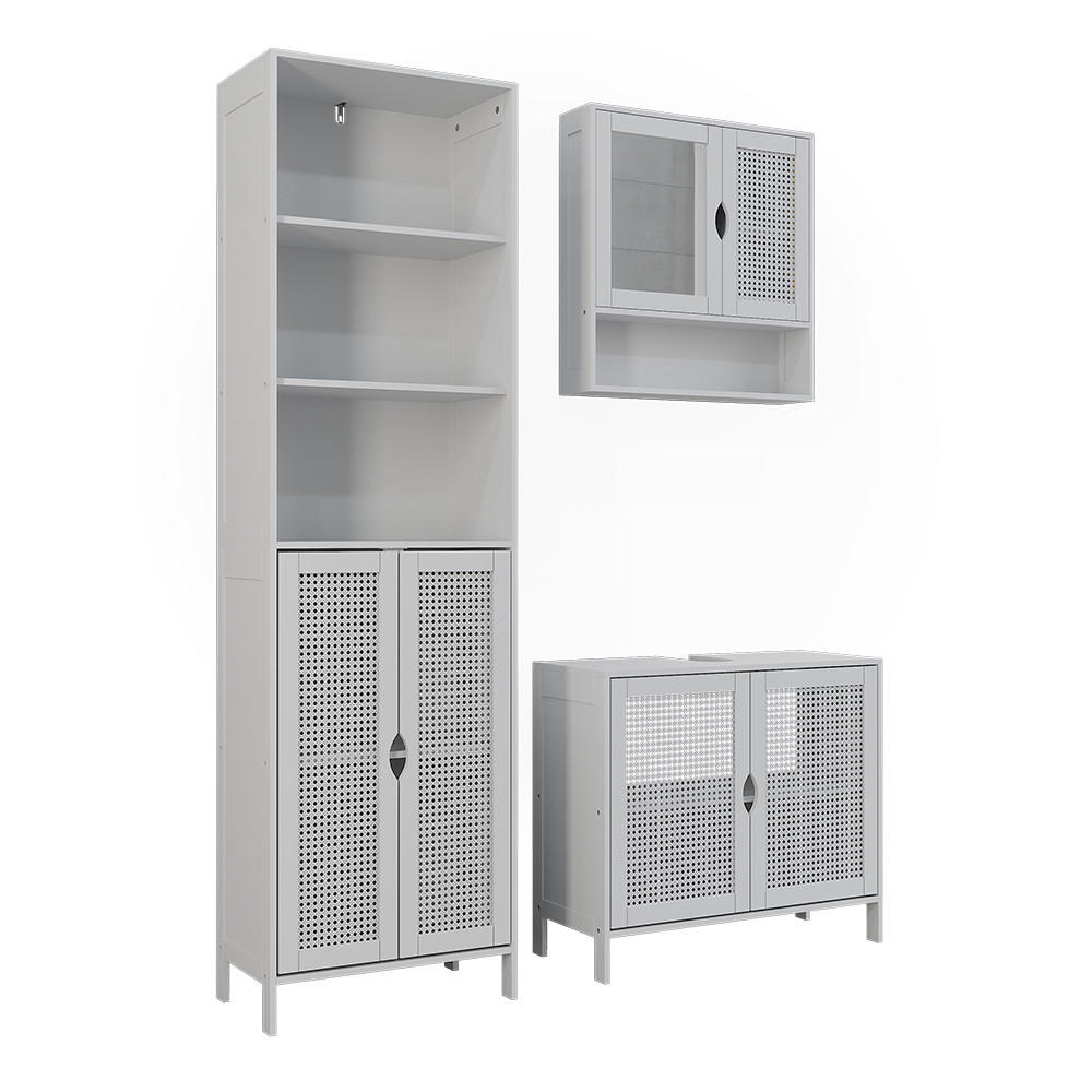 BADMÖBEL-SET Liora, Weiß, 3 Teile - Weiß, Holzwerkstoff (68/60/29cm) - Vicco