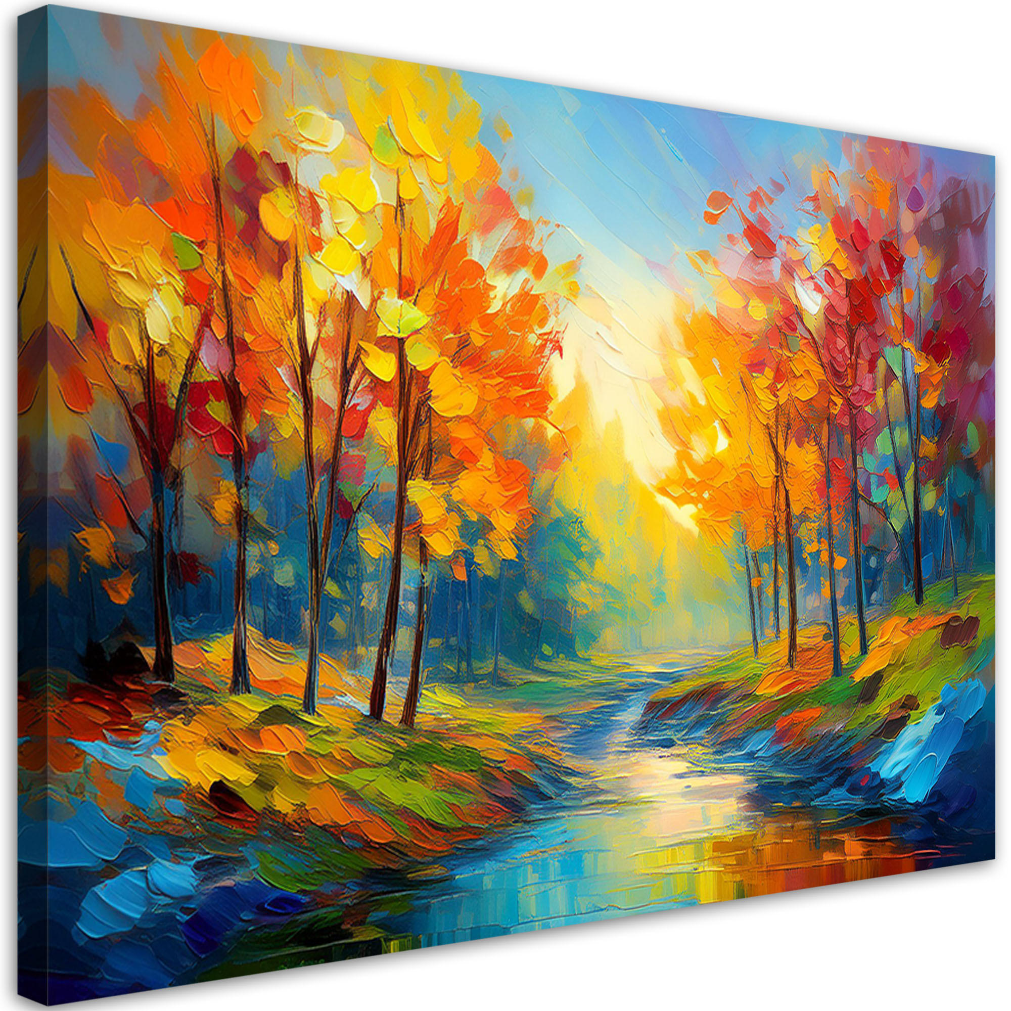 WANDBILD bunte waldbäume bemalt - Multicolor, Textil (60/40cm) - Feeby