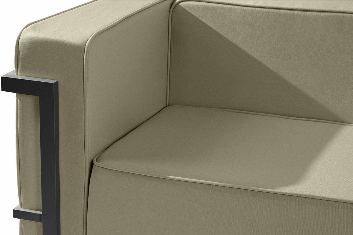 GARTENSOFA TRIGLO 3-Personen, Stahlrahmen, Modern, Dunkelgrau/Beige - Dunkelgrau/Beige, Textil/Metall (229/70/69cm) - KONSIMO®