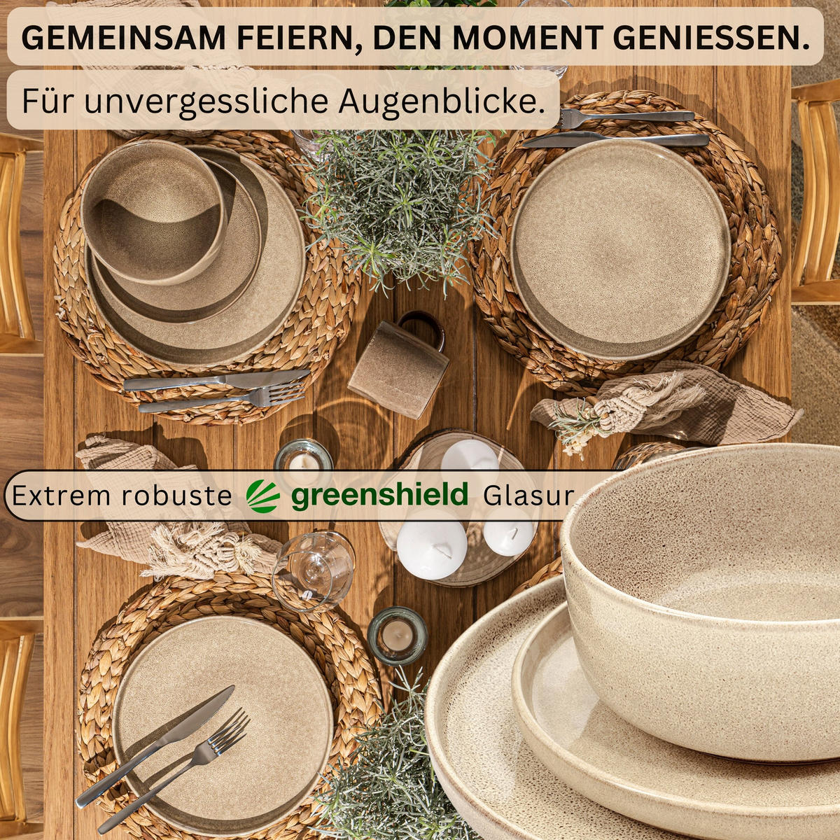 TAFELSERVICE KAIRO MOCHA - 18 teilig aus Steingut - Beige, Keramik (40/50/40cm) - Sänger