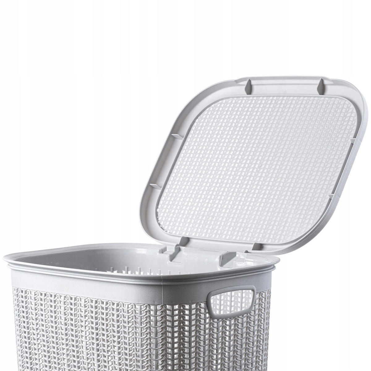 KADAX Wäschekorb 50L großer Kunststoffbehälter mit Deckel grau - Grau, Kunststoff (44.5/37/54cm) - KADAX