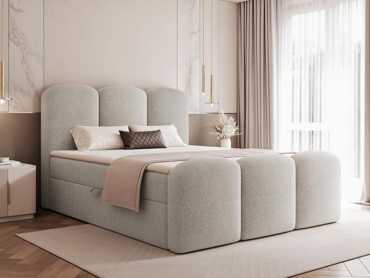 BOXBETT 180x200 VELIA Grau - Grau, Holzwerkstoff/Textil (180/200cm) - Compleo24