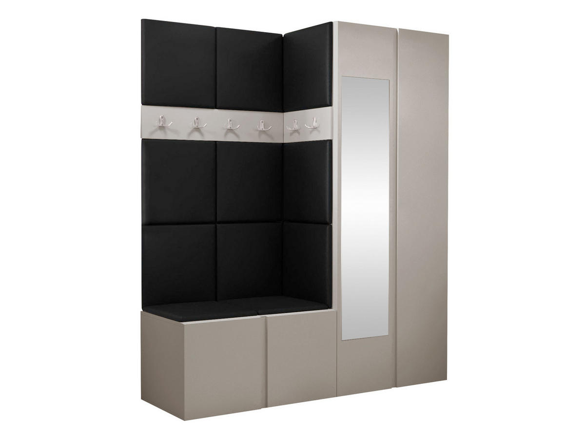 GARDEROBEN-SET Orion XII - Kaschmir/Schwarz, Holzwerkstoff/Kunststoff (158/186/46cm) - MIRJAN24