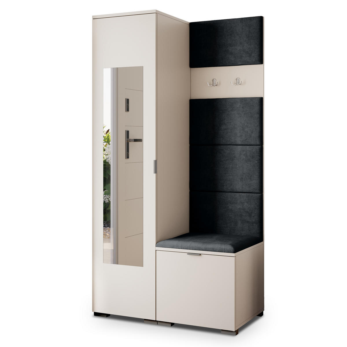 GARDEROBENSCHRANK VIRA 95/181/51 cm Modern Kaschmir - Kaschmir/Schwarz, Holzwerkstoff (95/181/51cm) - MASSENO