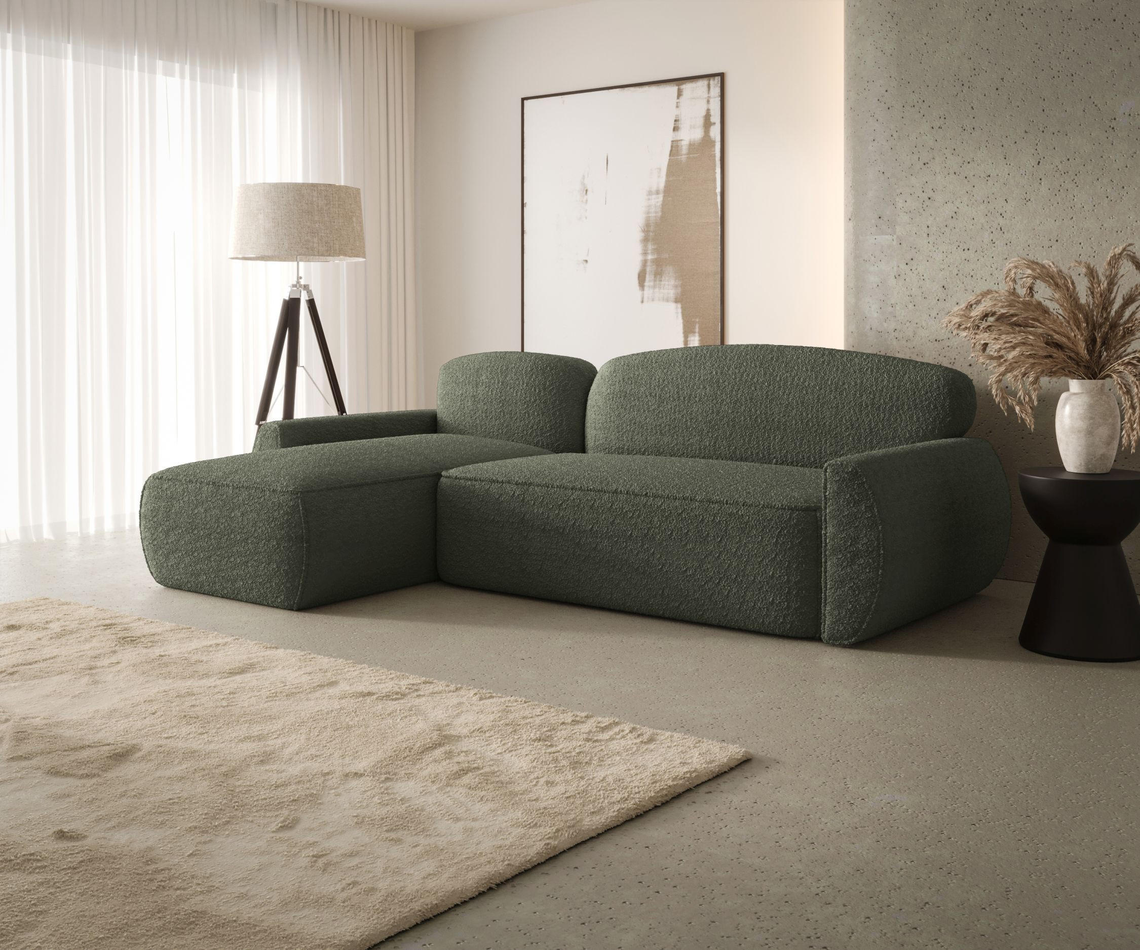 ECKSOFA mit Schlaffunktion LUCAS Quelle 37 Links - Dunkelgrün, Textil (240/145cm) - Bedante