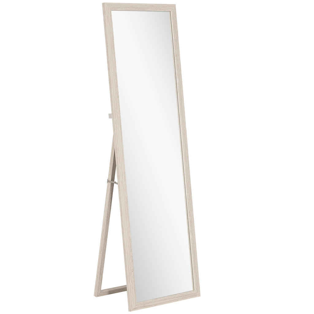 HOMCOM CELOTĚLOVÉ ZRCADLO 160 x 50 cm Obdélníkové stojací zrcadlo s kamenným vzhledem, bílé