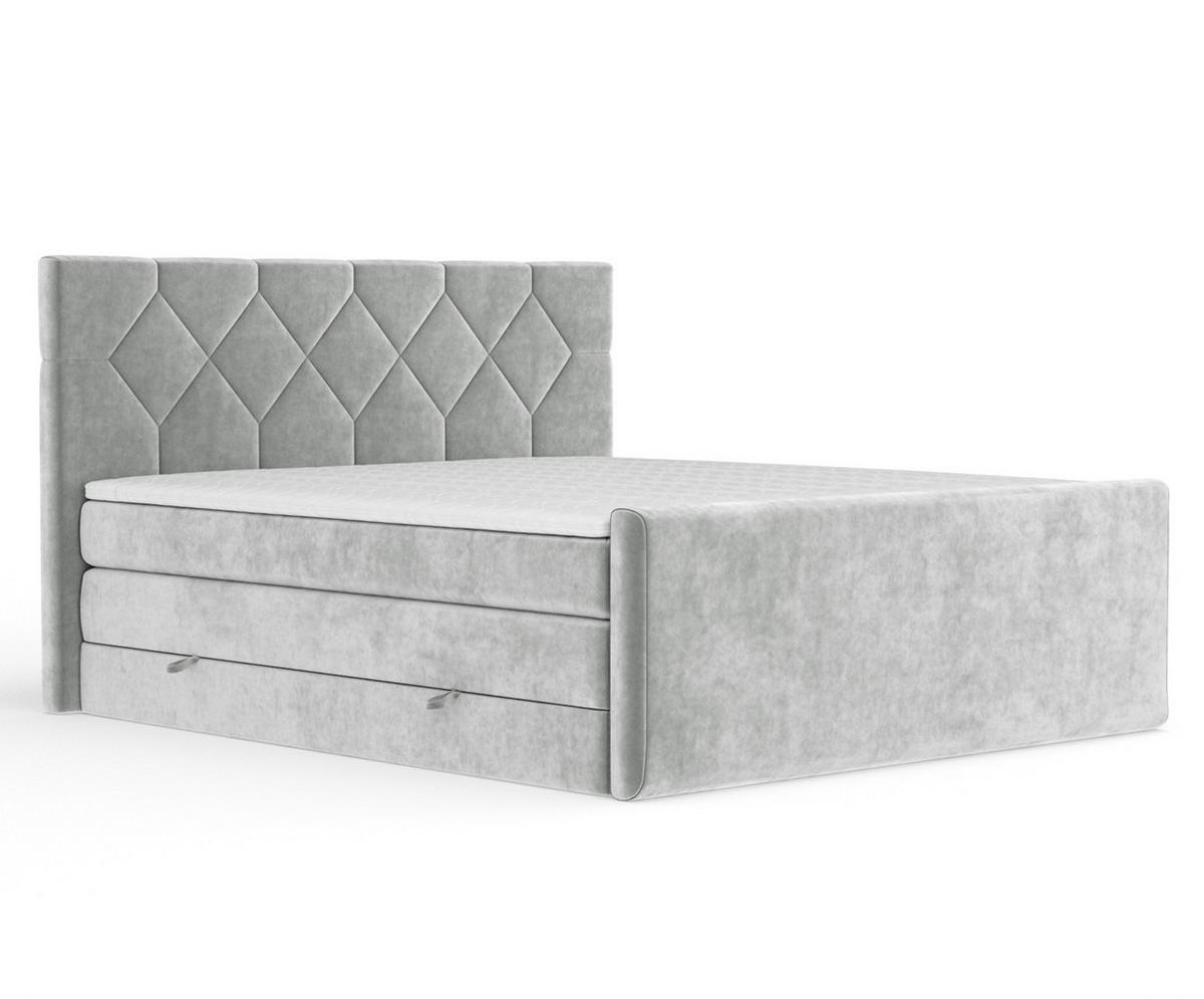 BOXSPRINGBETT Toma Hellgrau 160/200 cm - Hellgrau/Schwarz, Holz/Holzwerkstoff (160/200cm) - Maison de Reve