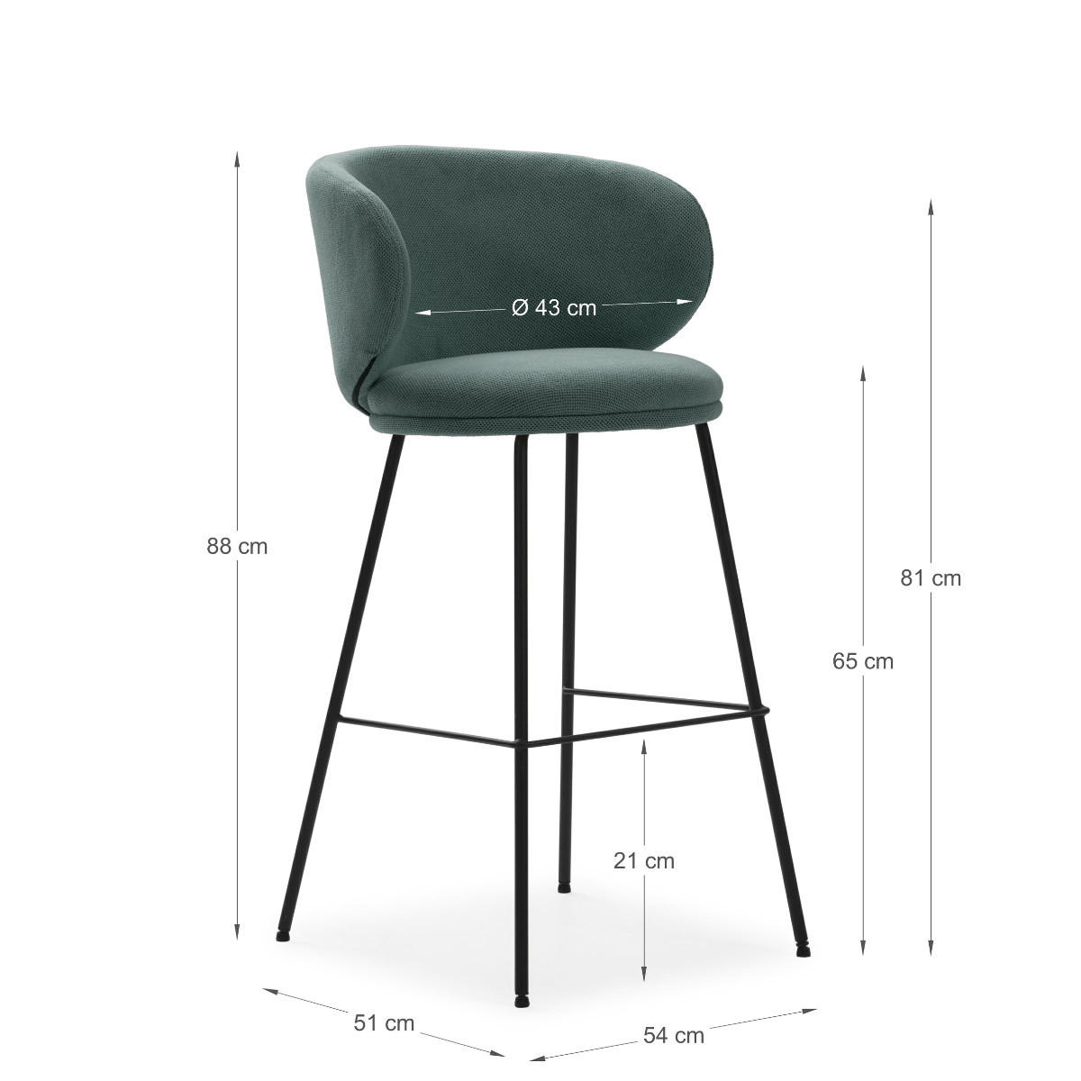 HOCKERN (Set aus 2) aus stoff mit schwarzen metallbeinen - rush 56/53/65 cm - Grün, Textil (53/65/56cm) - Drawer