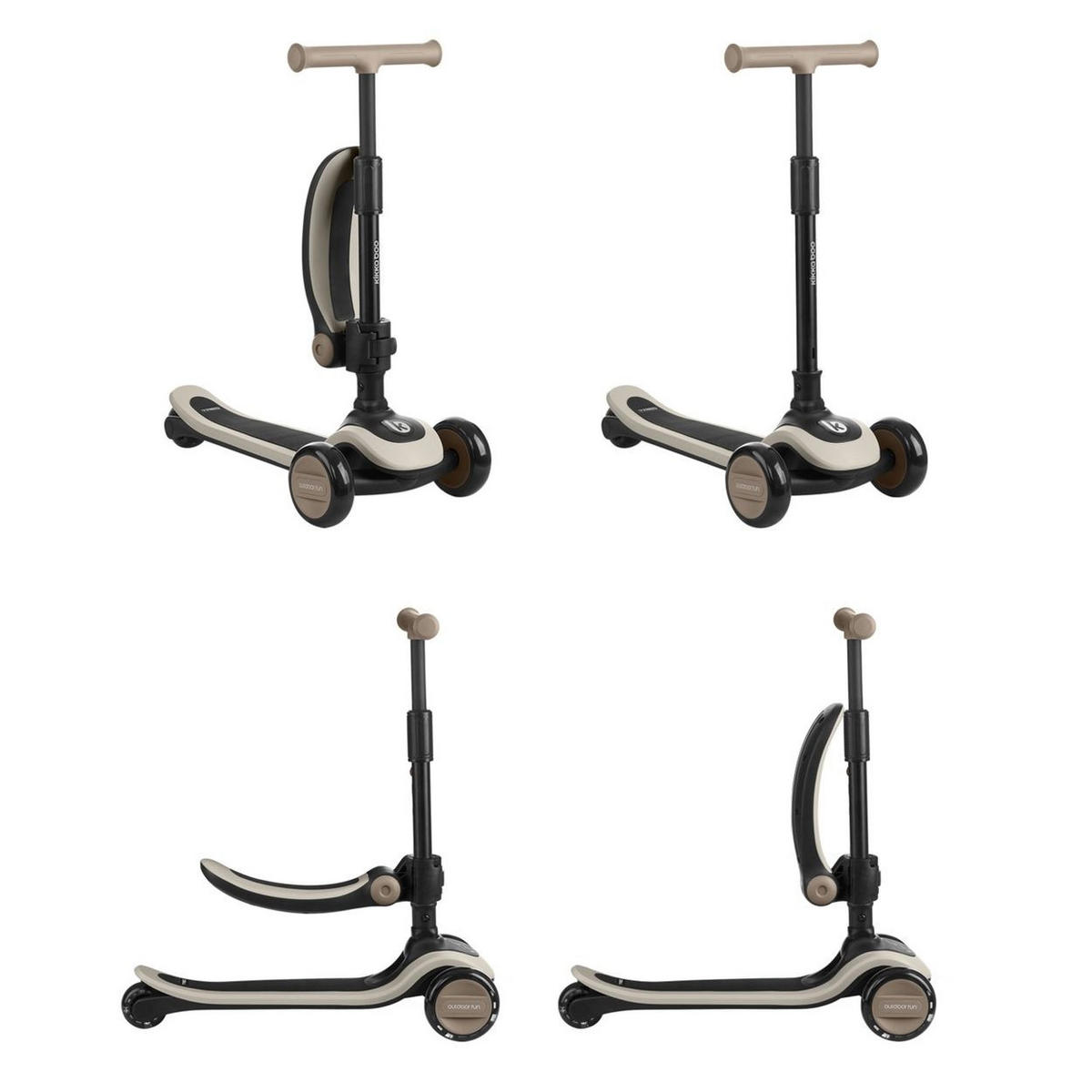 KINDERROLLER 2 in 1 Treo beige Laufrad, Sitz, faltbar, Lenkerhöhe verstellbar - Beige, Metall (63/31/56cm) - Kikka boo