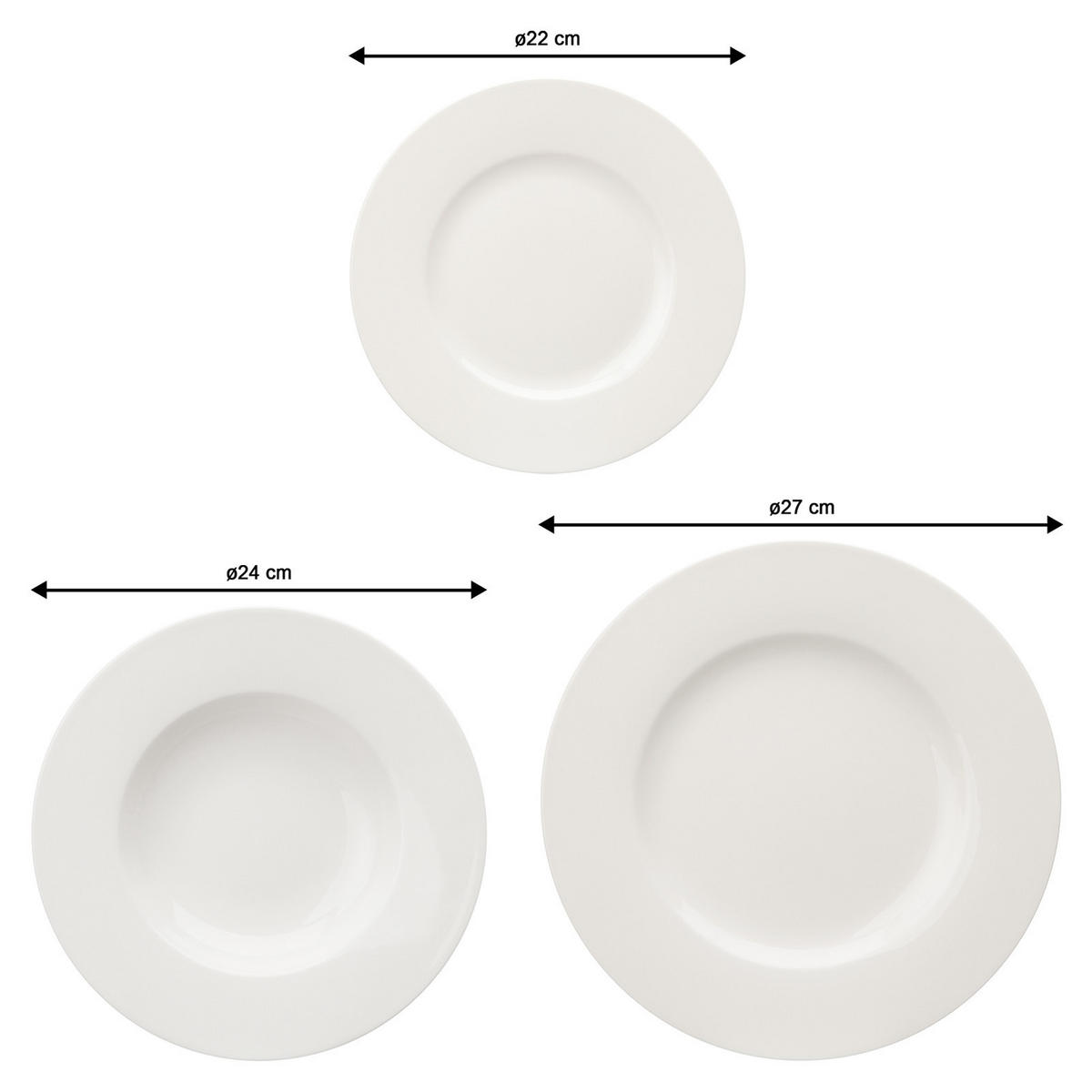 STARTER SET Basic White weiß 12er Set - Weiß, Keramik (21.7/30.6/30.2cm) - vivo | Villeroy & Boch Group