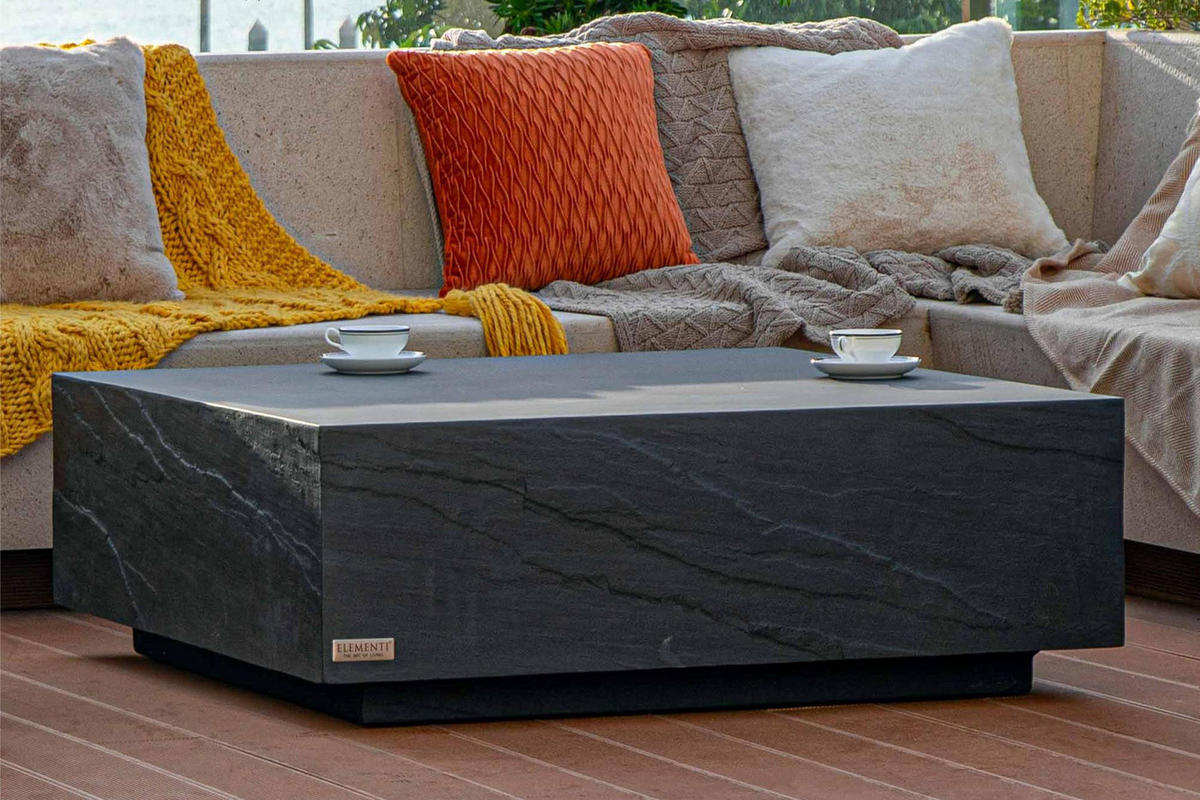 COUCHTISCH COLORADO aus GF-Beton Quadrat, Wetterbeständig, 102x102x36 cm - Dunkelgrau, Naturmaterialien (102/102/36cm) - Elementi