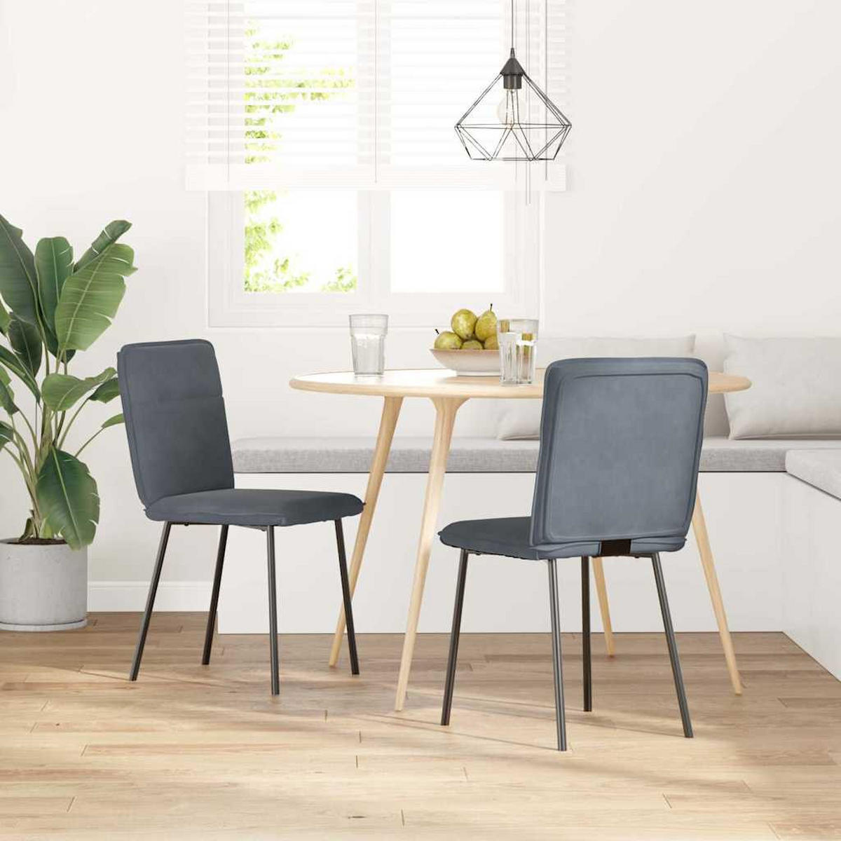 ESSZIMMERSTÜHLE 2 Stk. Dunkelgrau Samt 45*54*83cm - Dunkelgrau, Metall (45/83/54cm) - ZMH