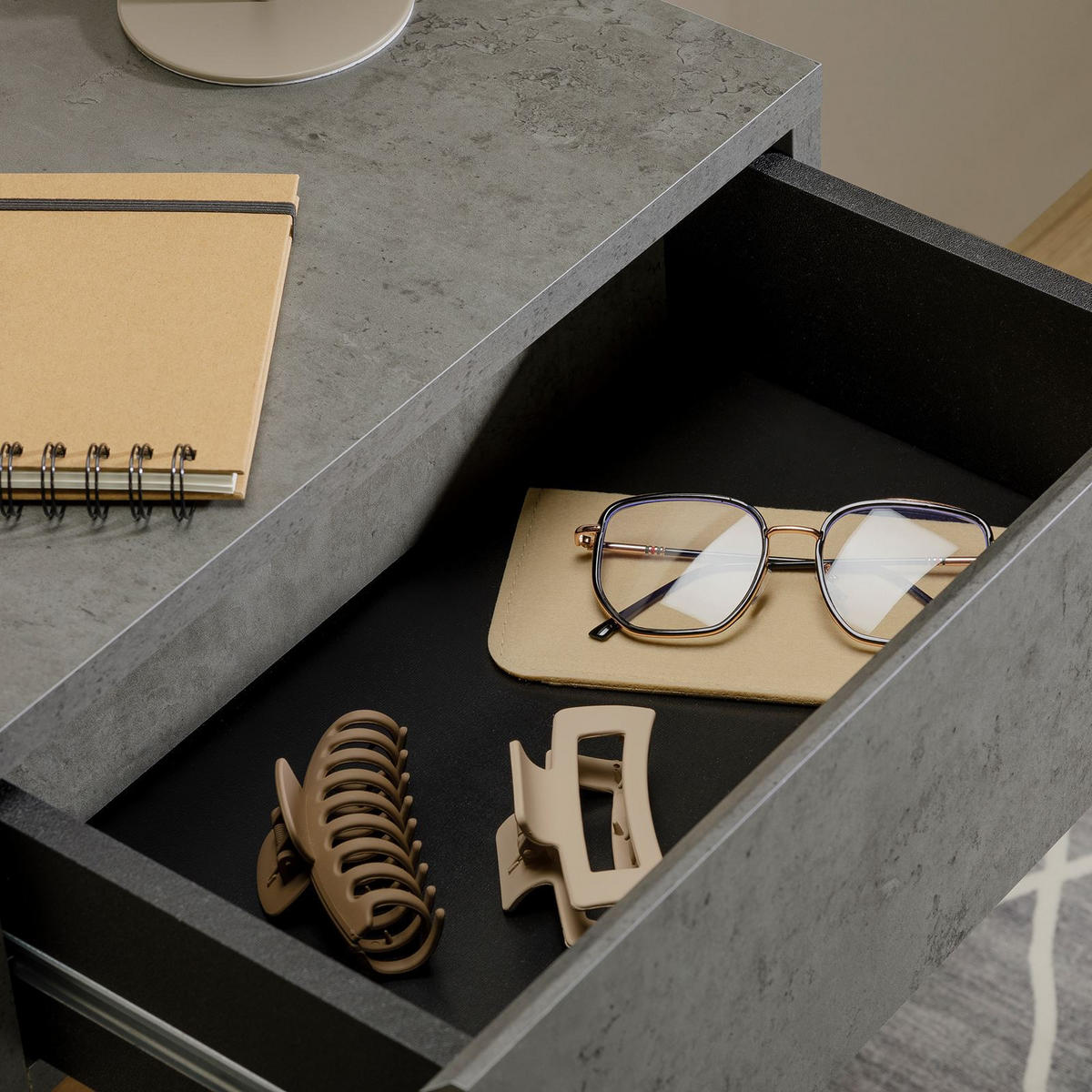 NACHTTISCH ANNE hängend - Dunkelgrau, Holzwerkstoff (42/14/30cm) - CARO-Möbel