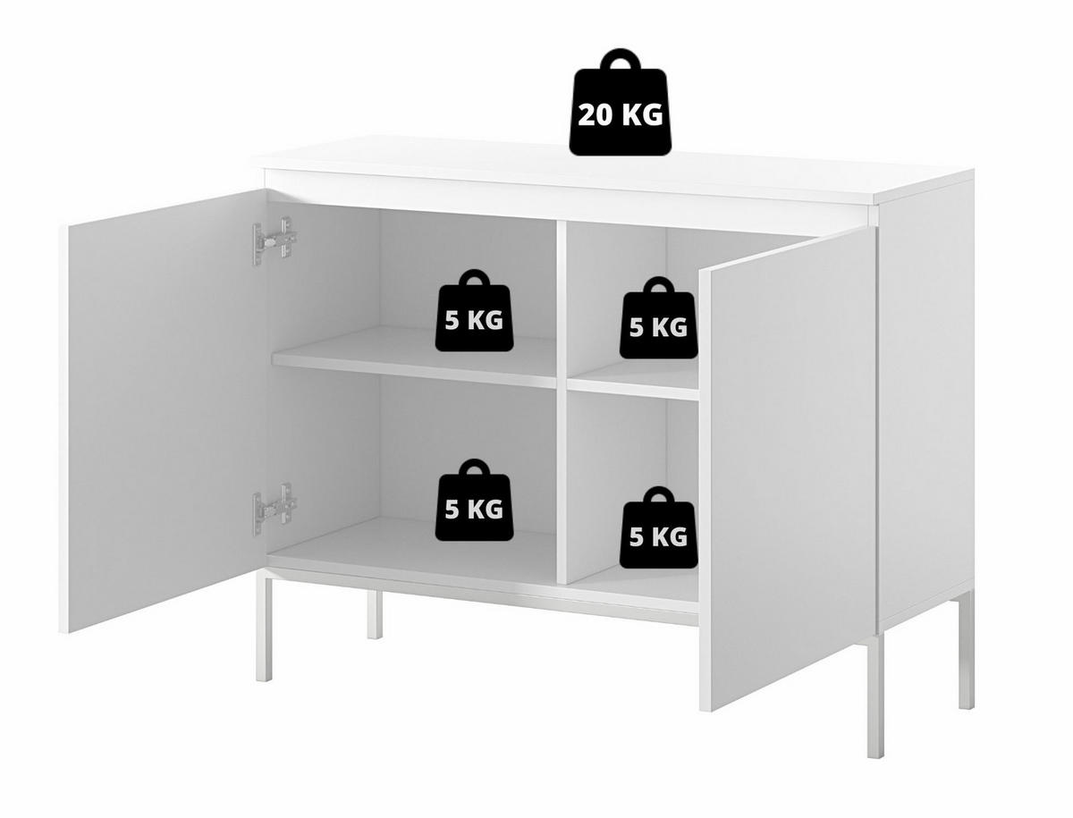 SIDEBOARD Bemmi Weiß mit goldenen Metallbeinen 100 cm - Goldfarben/Weiß, Holzwerkstoff/Metall (100/77/35cm) - Selsey