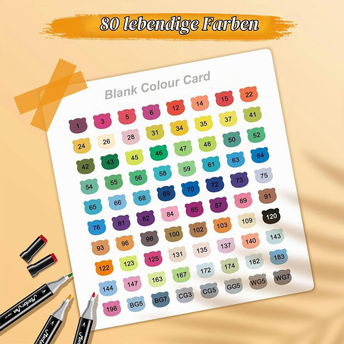 MALSTIFTE Set 80 Farben, Alkohol Marker mit Doppelspitze - Multicolor, Kunststoff (10/8/15cm)
