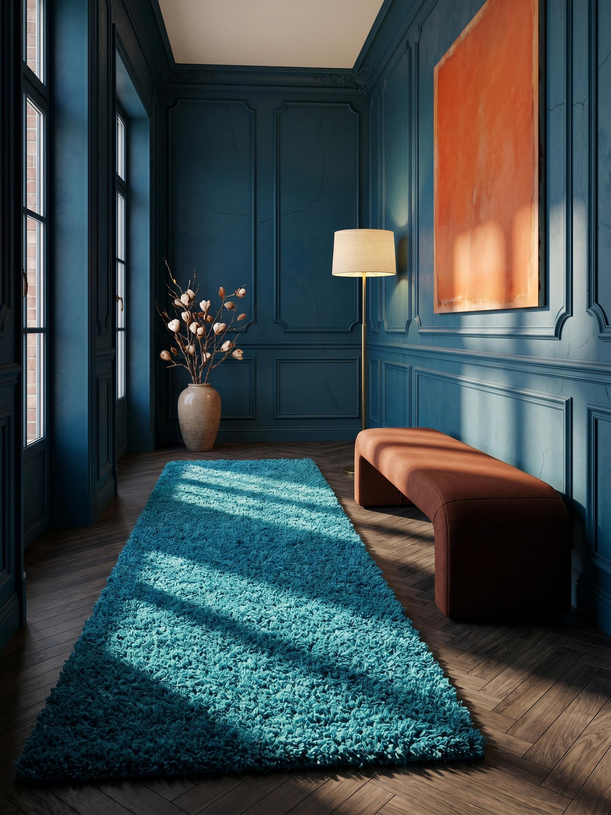 HOCHFLORTEPPICH RHEIN, einfarbig, aus Polypropylen, Türkis, 60 x 110 cm - Blau, Textil (60/110cm) - KADIMA DESIGN