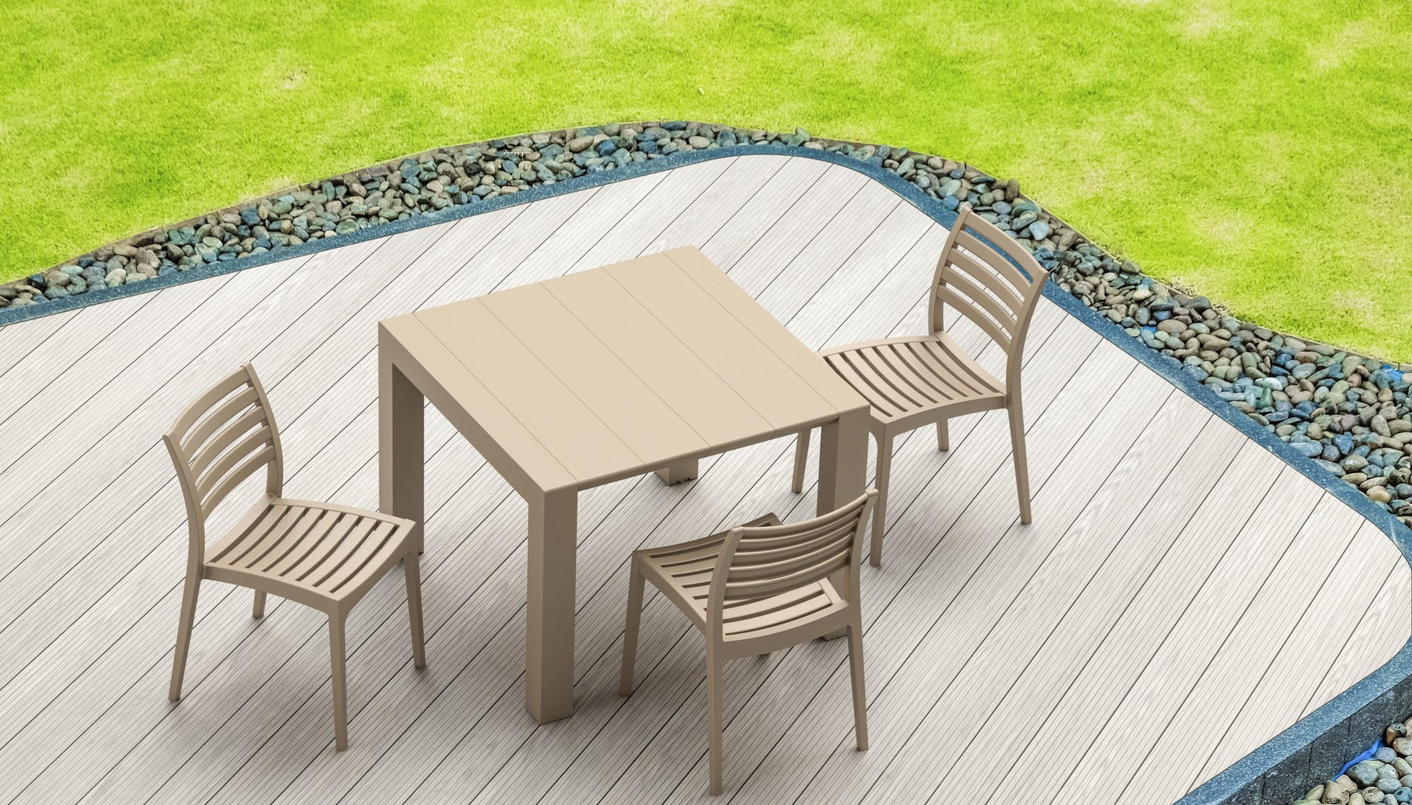 GARTENSTUHL 2er Set Kunststoff schlamm - Schlammfarben, Kunststoff (48/82/48cm) - CLP