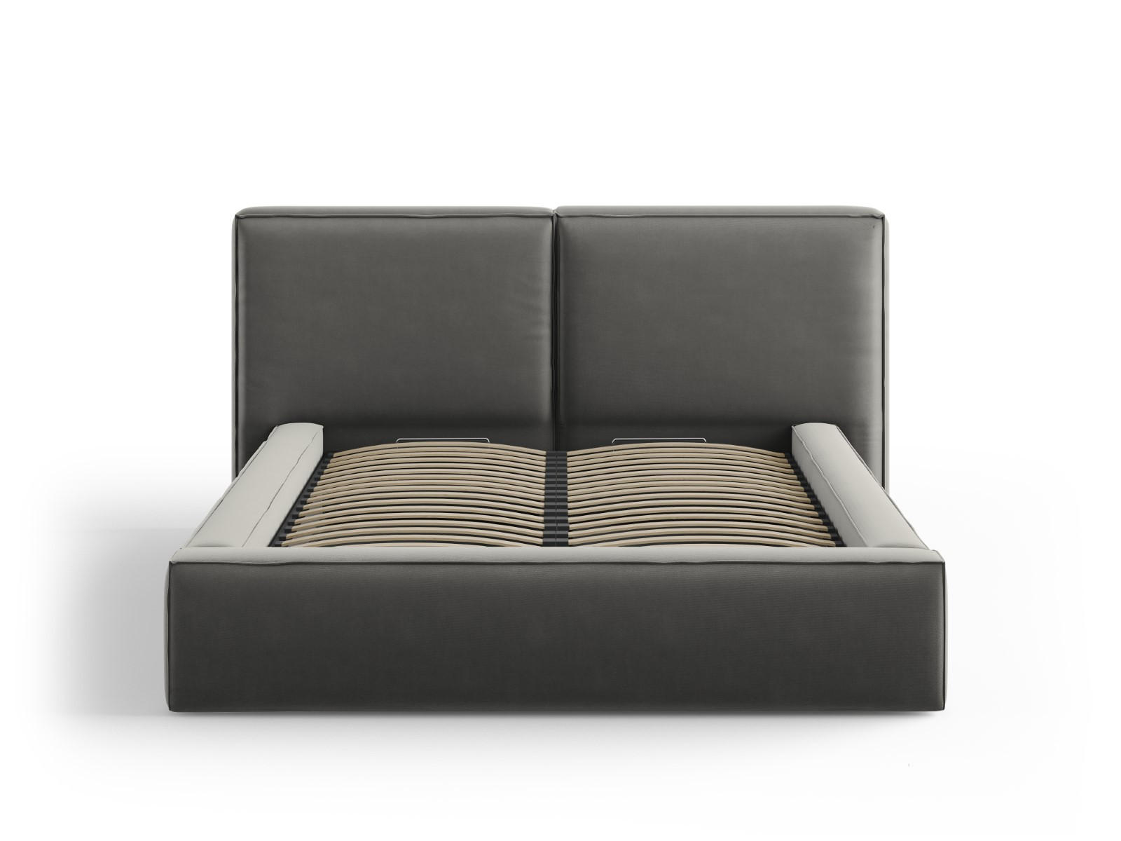 BETT mit Bettkasten und Kopfteil Jodie aus Samt hellgrau 140x200cm - Hellgrau, Textil (140/200cm) - Micadoni