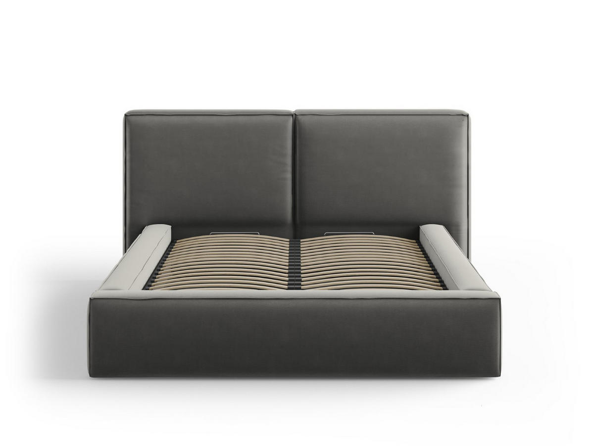 BETT mit Bettkasten und Kopfteil Jodie aus Samt hellgrau 140x200cm - Hellgrau, Textil (140/200cm) - Micadoni