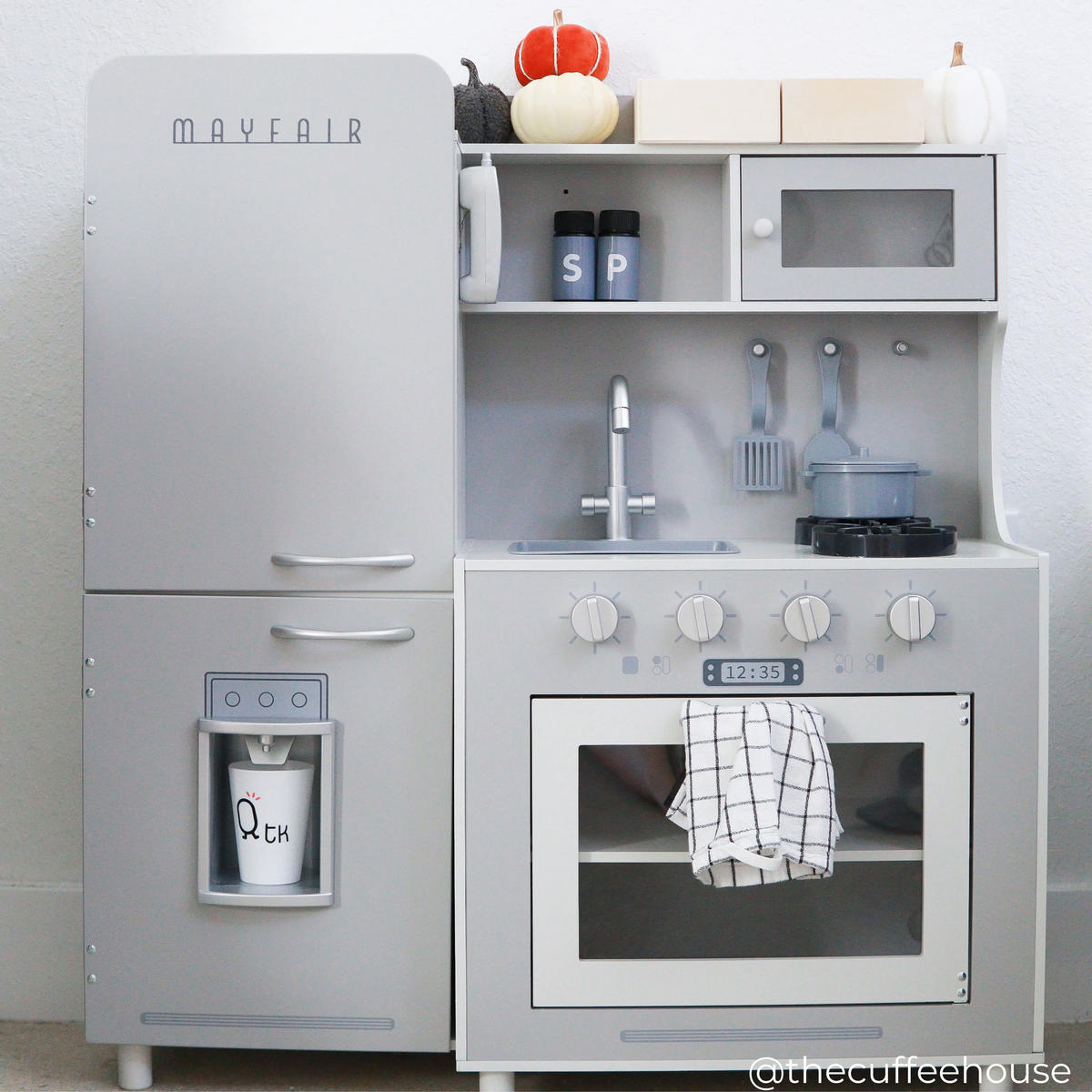 HOLZ-SPIELKÜCHE Mayfar Retro Kinderküche, Grau, 93cm - Grau, Holz (31/85/93cm) - Teamson Kids