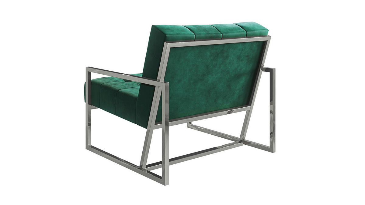 LOUNGESESSEL Duban Grün Samtstoff - Smaragdgrün/Silberfarben, Holz/Textil (84/81/89cm) - S-Style Möbel