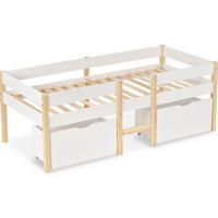 KINDEREINZELBETTEN aus Kiefer-Massivholz 90x190 cm in Weiß mit Schubladen & Rausfallschutz - Weiß, Holz (90/190cm) - Modfu