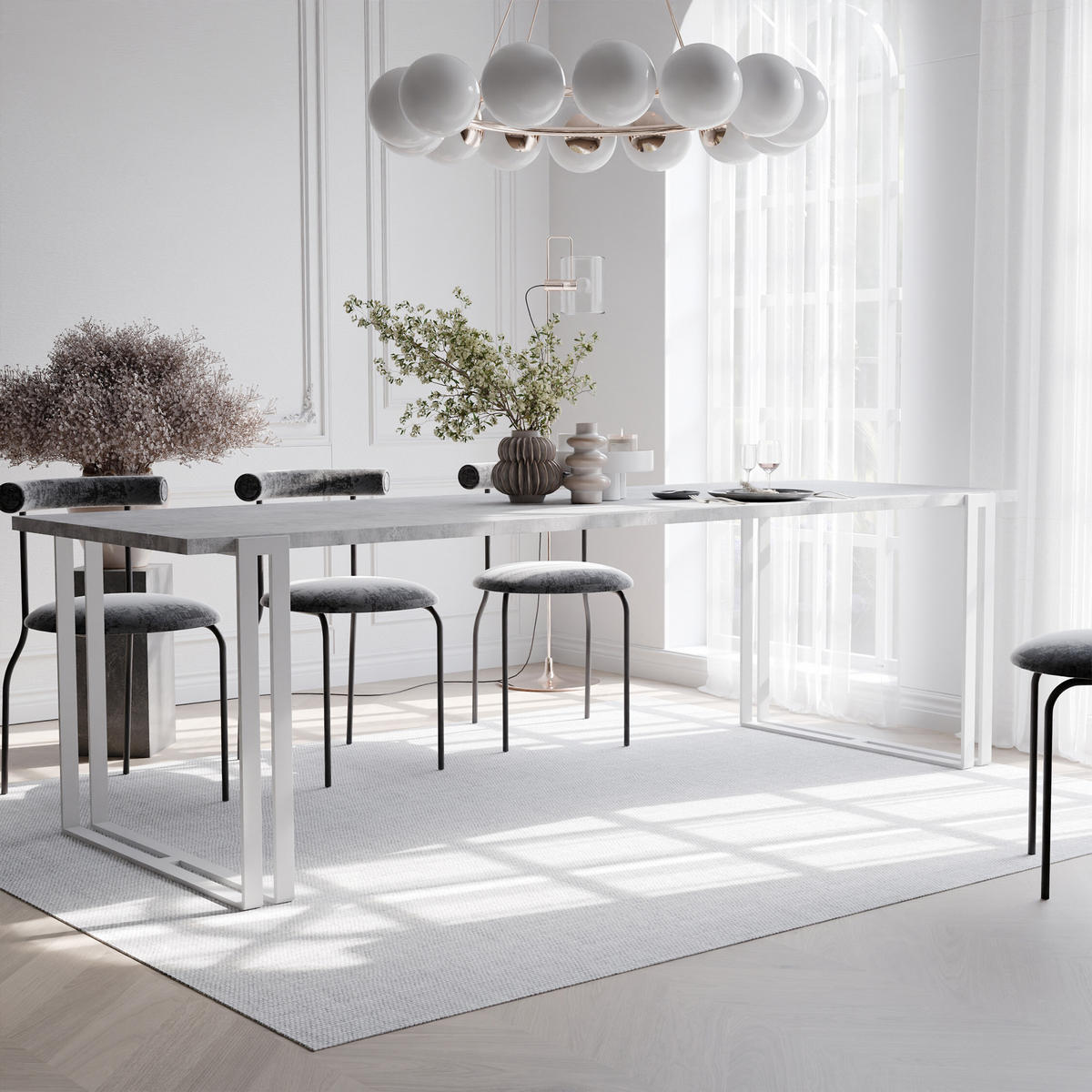 TISCH ausziehbar aus MDF, Grau - Weiß/Grau, Holzwerkstoff (120/80/76cm) - Idohome