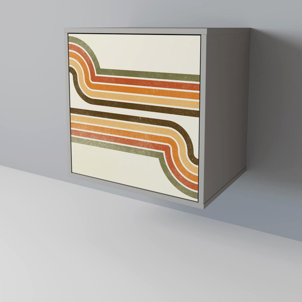 SIDEBOARD EXCEPTIONAL STREAM, Grau, 57,5x42x77,5 cm, Schräge Buchenholzfüße - Buchefarben/Multicolor, Holzwerkstoff/Buchenholz (57.5/77.5/42cm) - SpaceRebels