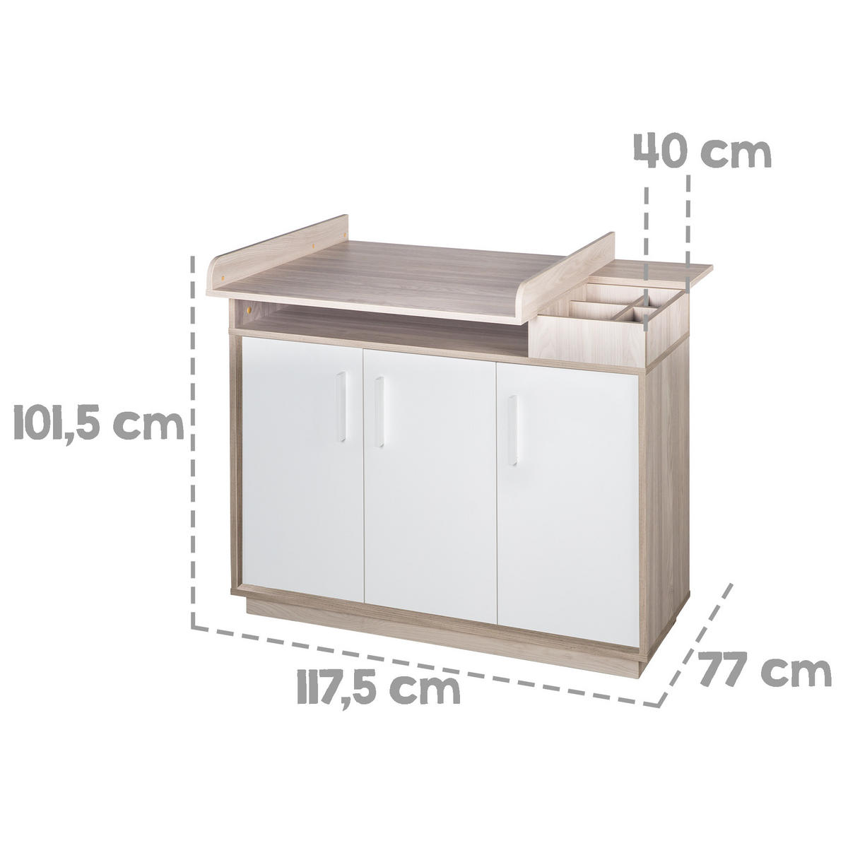 WICKELKOMMODE Olaf - Weiß, Holz/Holzwerkstoff (117.5/101.5/77cm) - Roba